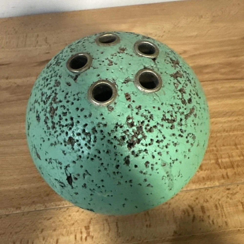 Vintage Mid Century Modern Cork Pencil Pen Holder Circle Ball Atomic Office Desk